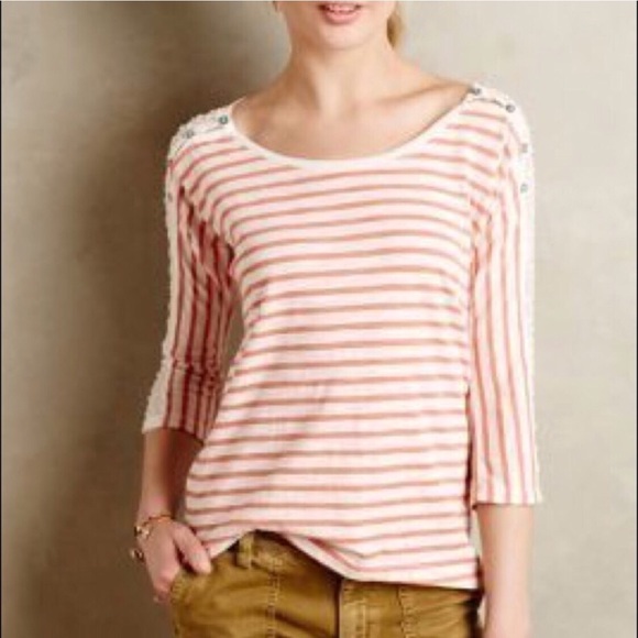 Anthropologie Tops - Anthropologie Little Yellow Button striped top